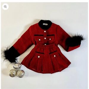 Toddler girl Jacket with Black Accents plus skirt set
